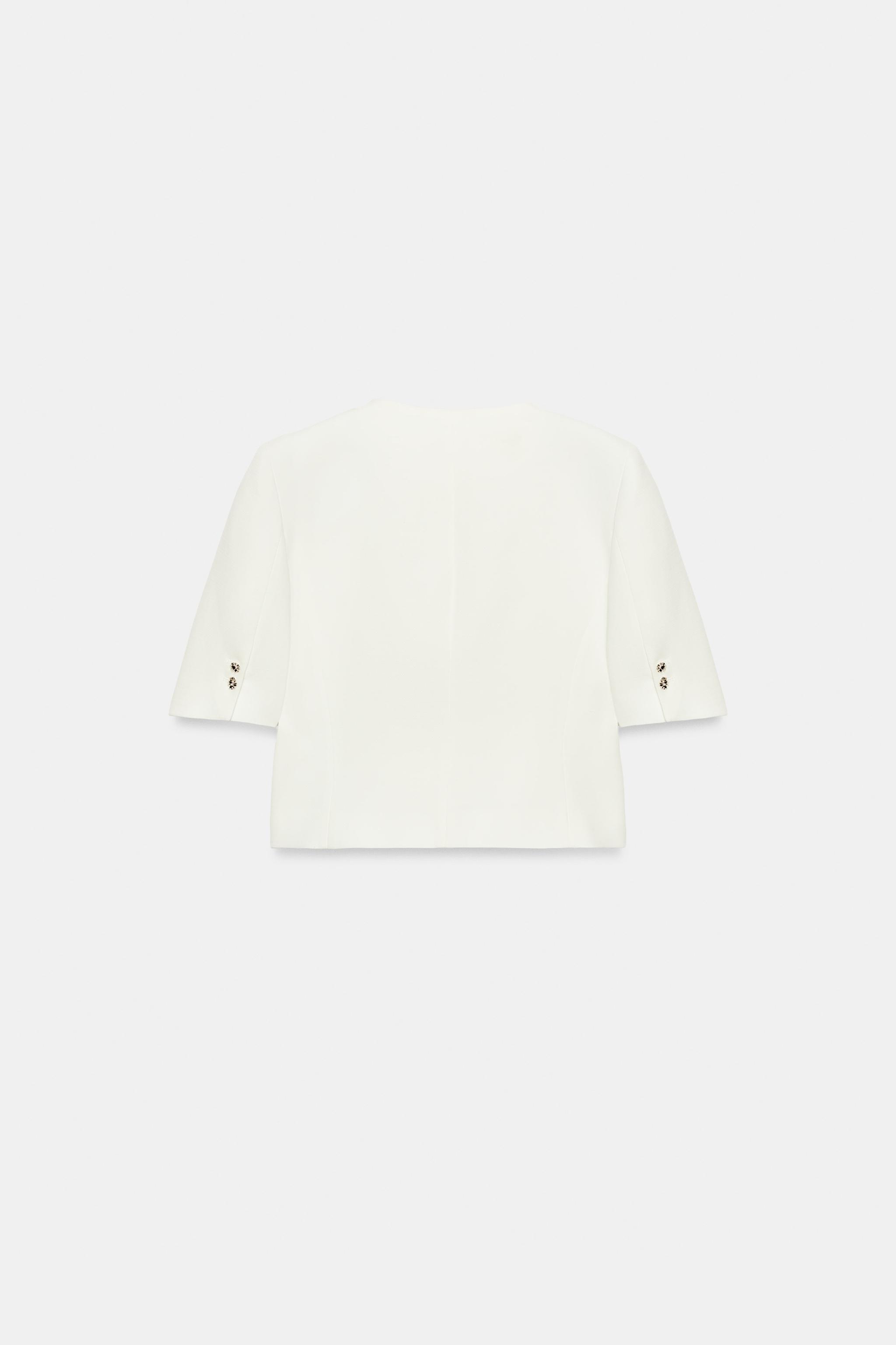 SHORT SLEEVE BLAZER WITH SHOULDER PADS